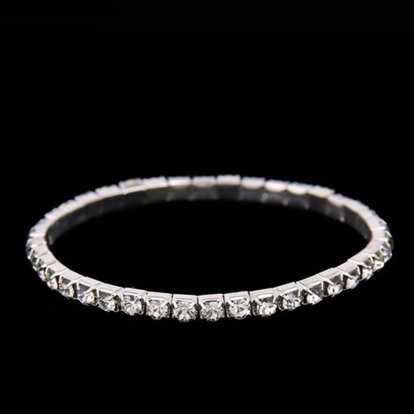 2pcs Rhinestone Butterfly Heart Decor Chain Silver Shiny Bracelet Party Gift - Picture 3 of 3